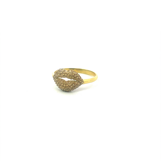 Gold Textured Lip Design Ring