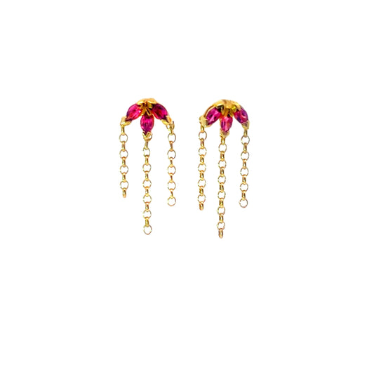 Gold Tourmaline Chain Drop Earrings