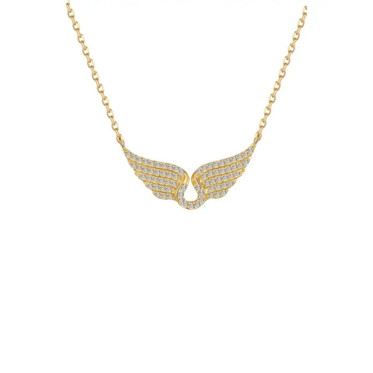 Angel Wings Pavé Necklace Gold Necklaces