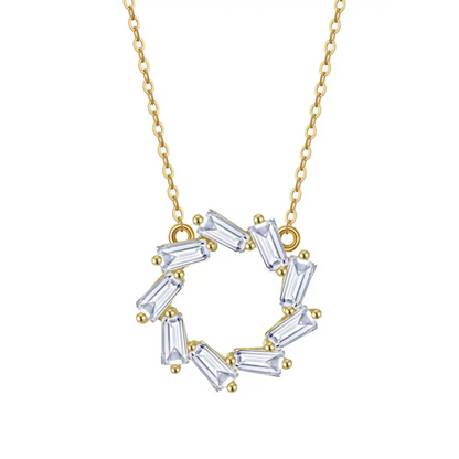 Baguette Circle Charm Necklace Necklaces