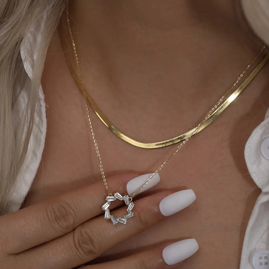 Baguette Circle Charm Necklace Necklaces