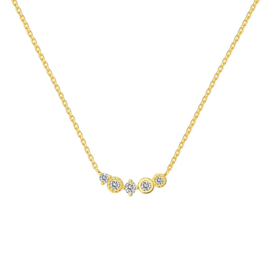 Bezel Sparkle Necklace in 18ct Gold plated 925 Sterling Silver with an asymmetrical arrangement of sparkling zirconia