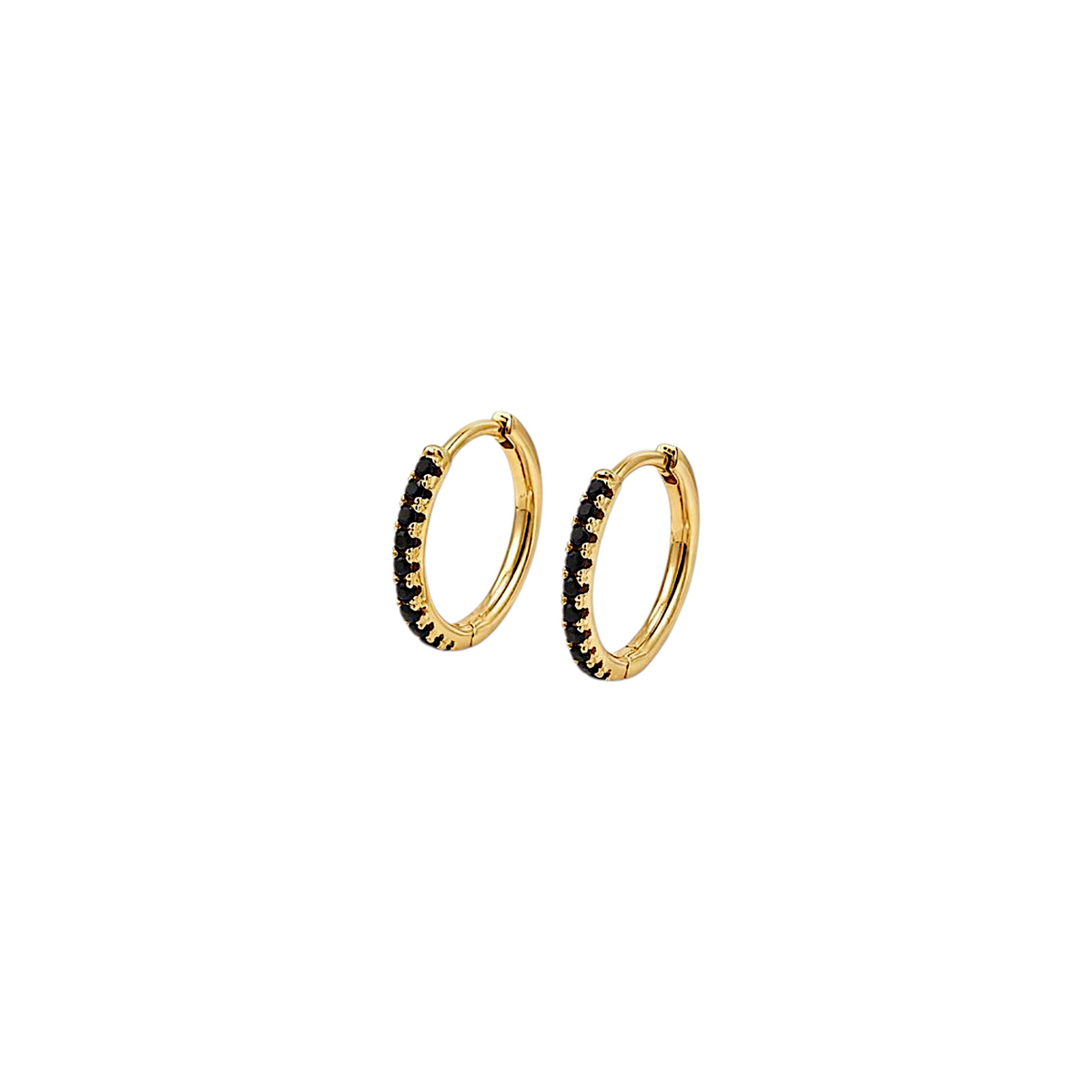 Black and Gold Huggies with black zirconia across the front