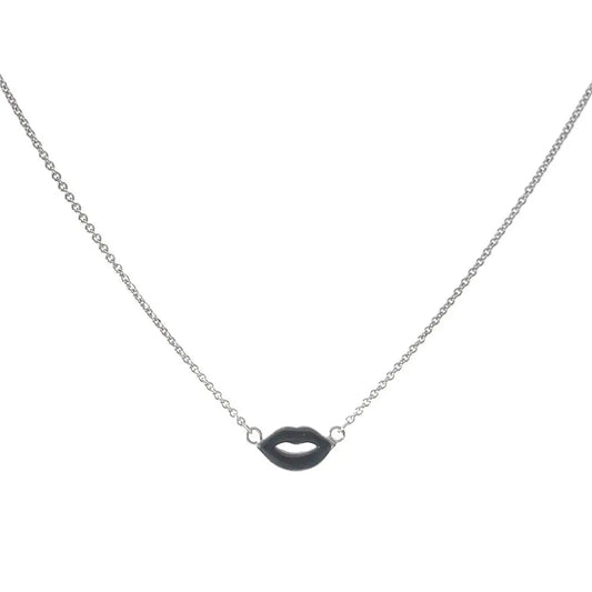 Black Lip Kiss Necklace Necklaces