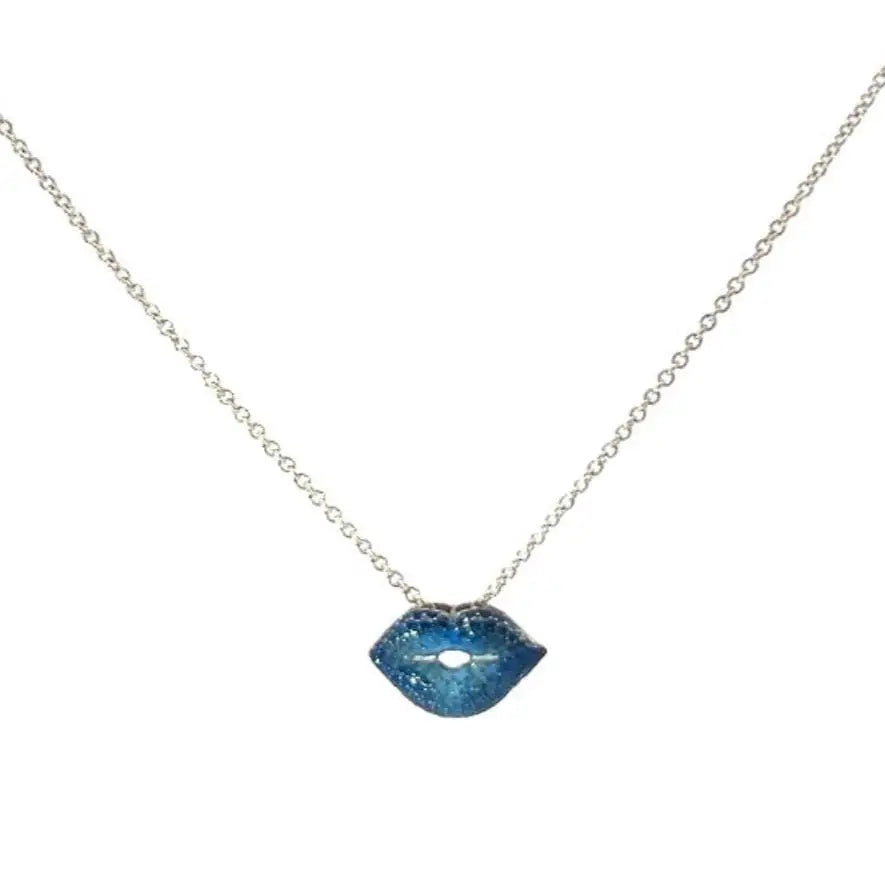 Blue Lip Kiss Necklace Necklaces