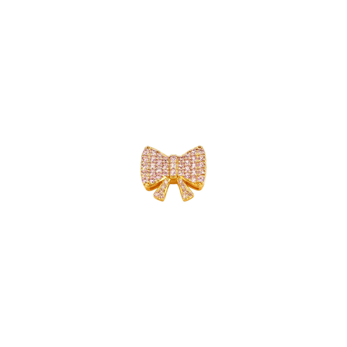 Scandal Kiss Bow Bliss ScanJewel with a sculpted gold bow design and sparkling light pink stones