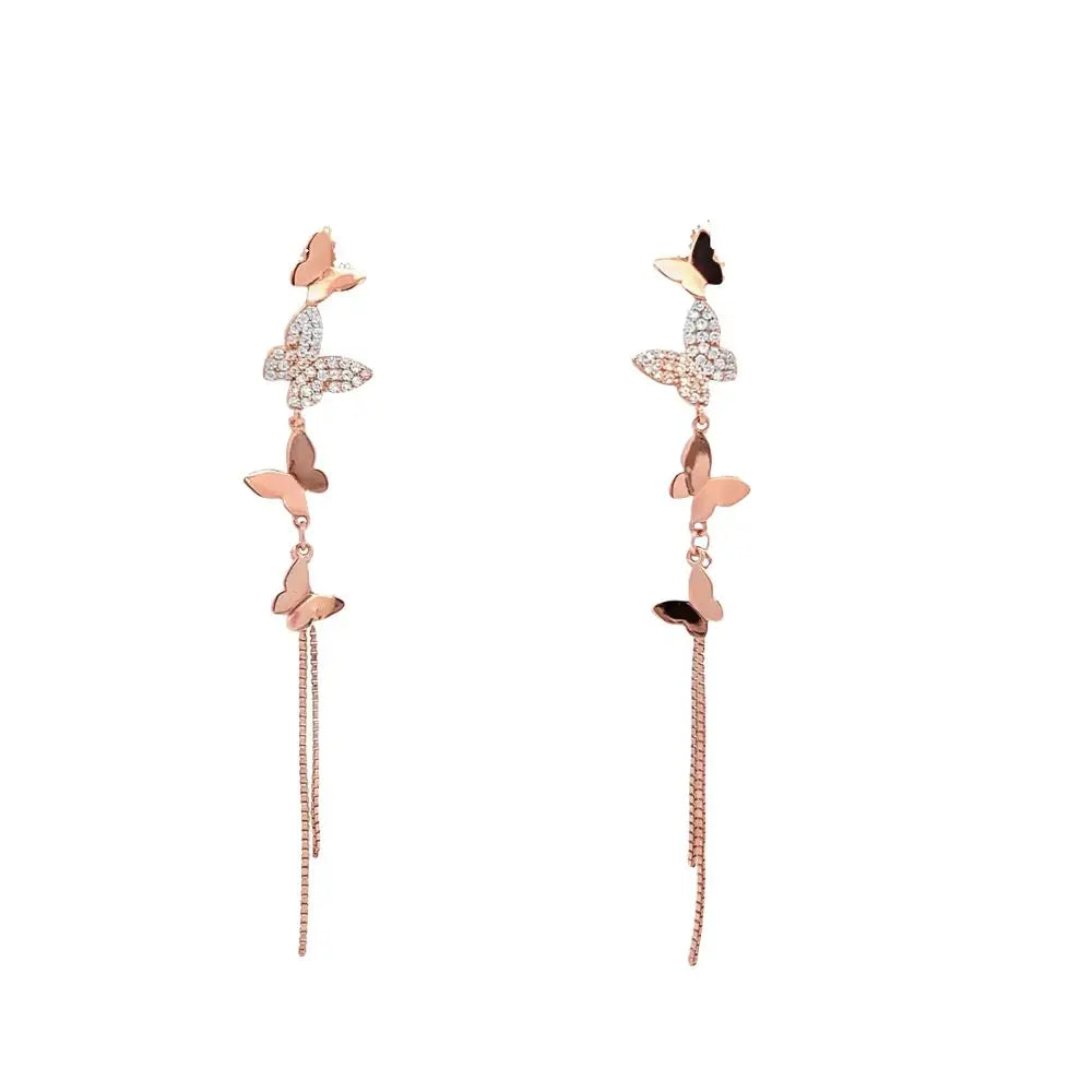 Butterfly Chain Drop Earrings Rose gold Earrings