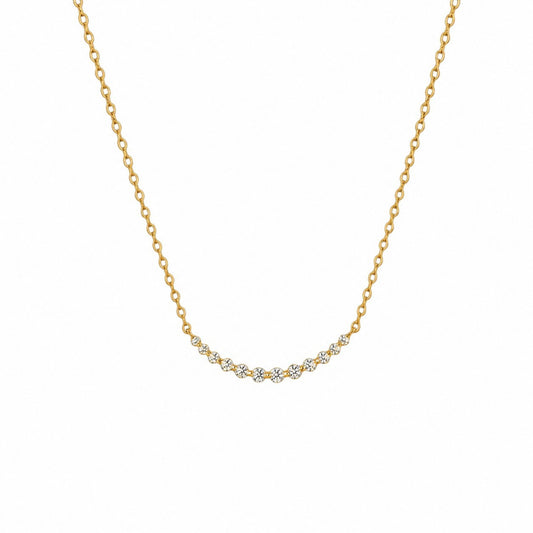 Classic Sparkle Necklace in 14ct Gold plated 925 Sterling Silver with a curved row of zirconia