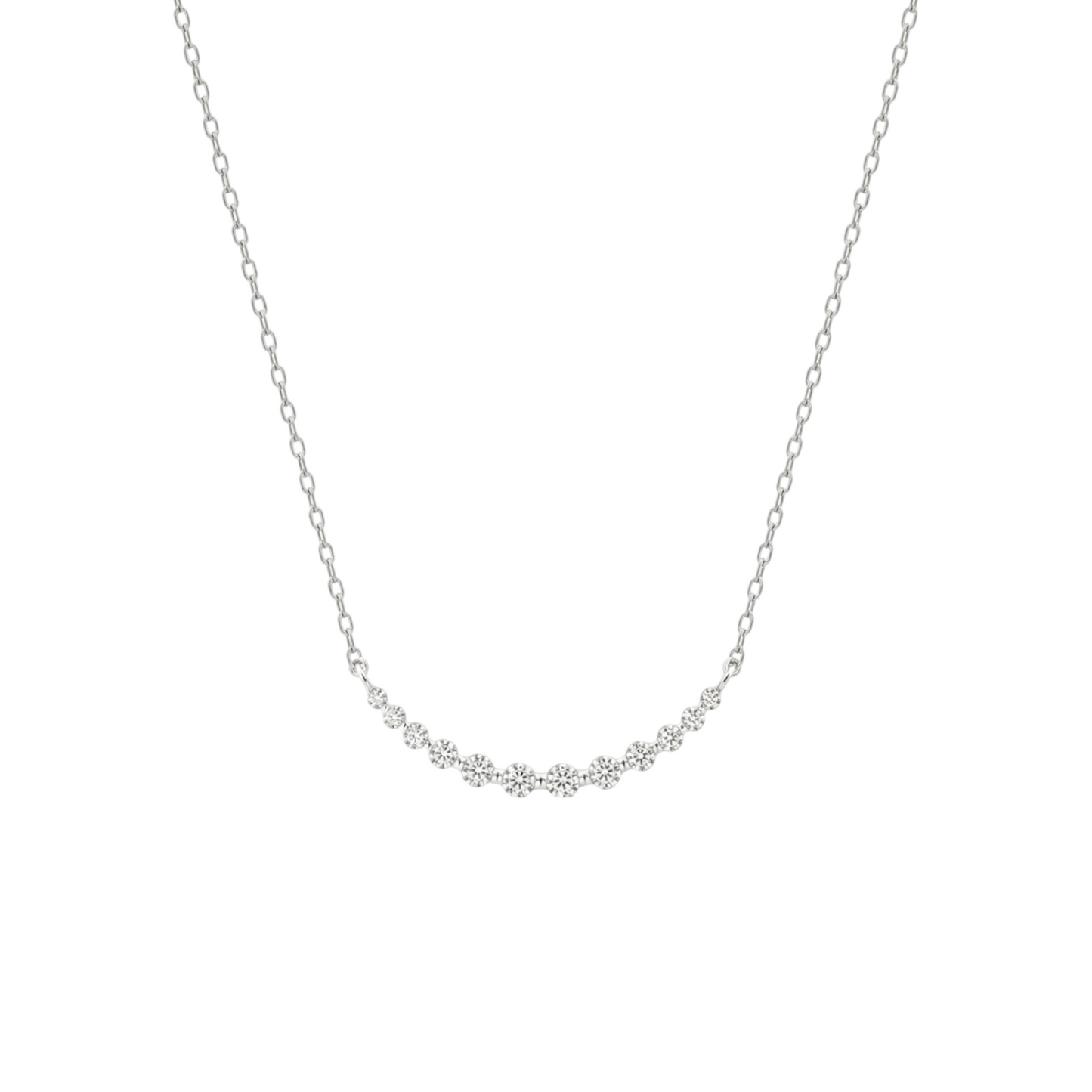 Classic Sparkle Necklace in 925 Sterling Silver with White Gold plating featuring a graceful 31mm row of brilliant zirconia