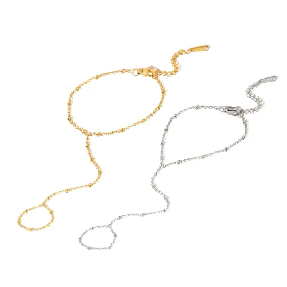 Dainty Chain Ring Bracelet Gold Rings