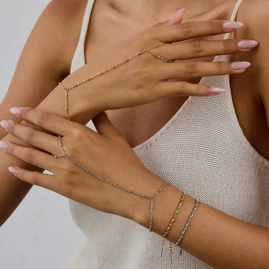 Dainty Chain Ring Bracelet Rings