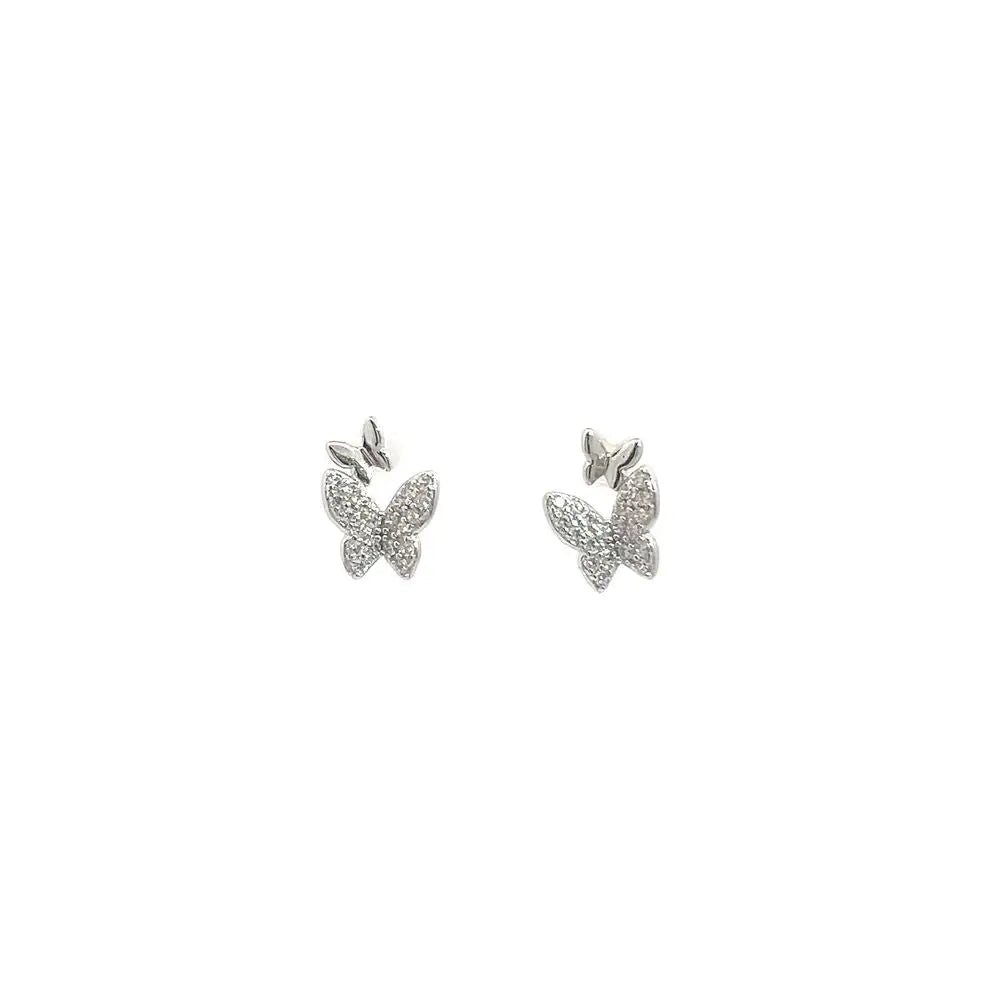 Double Butterfly Earrings Silver Earrings