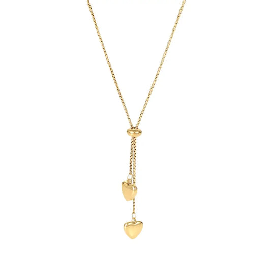 Double Heart Drop Necklace Necklaces