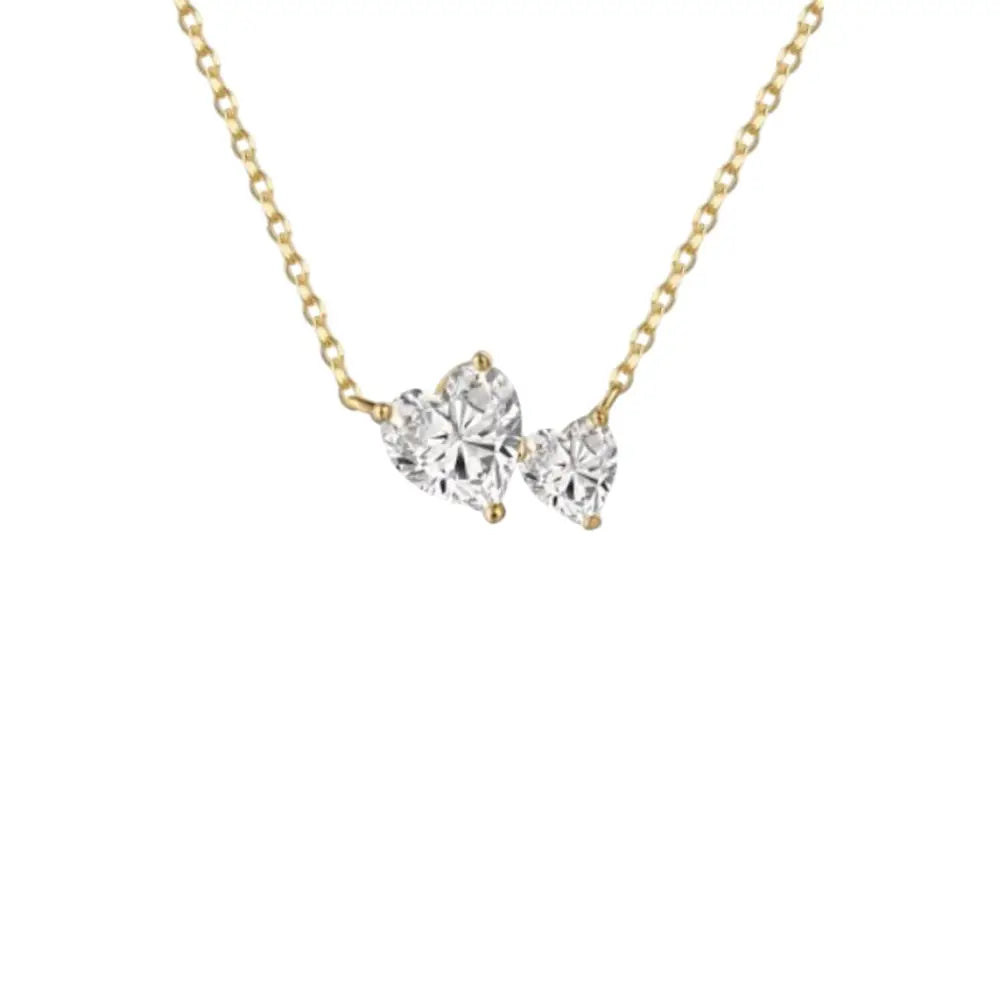 Double Heart Gold Necklace Necklaces