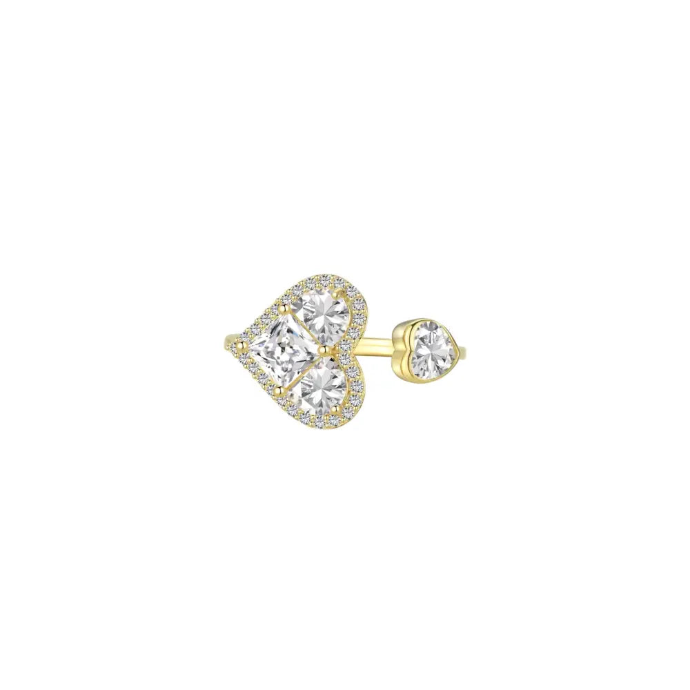 Double Heart Pavé Ring Rings