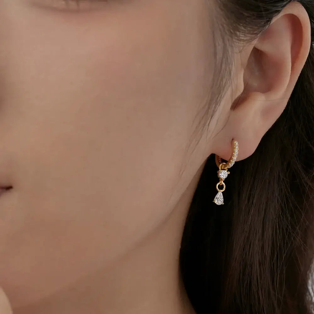 Drop Charm Huggie Earrings Earrings