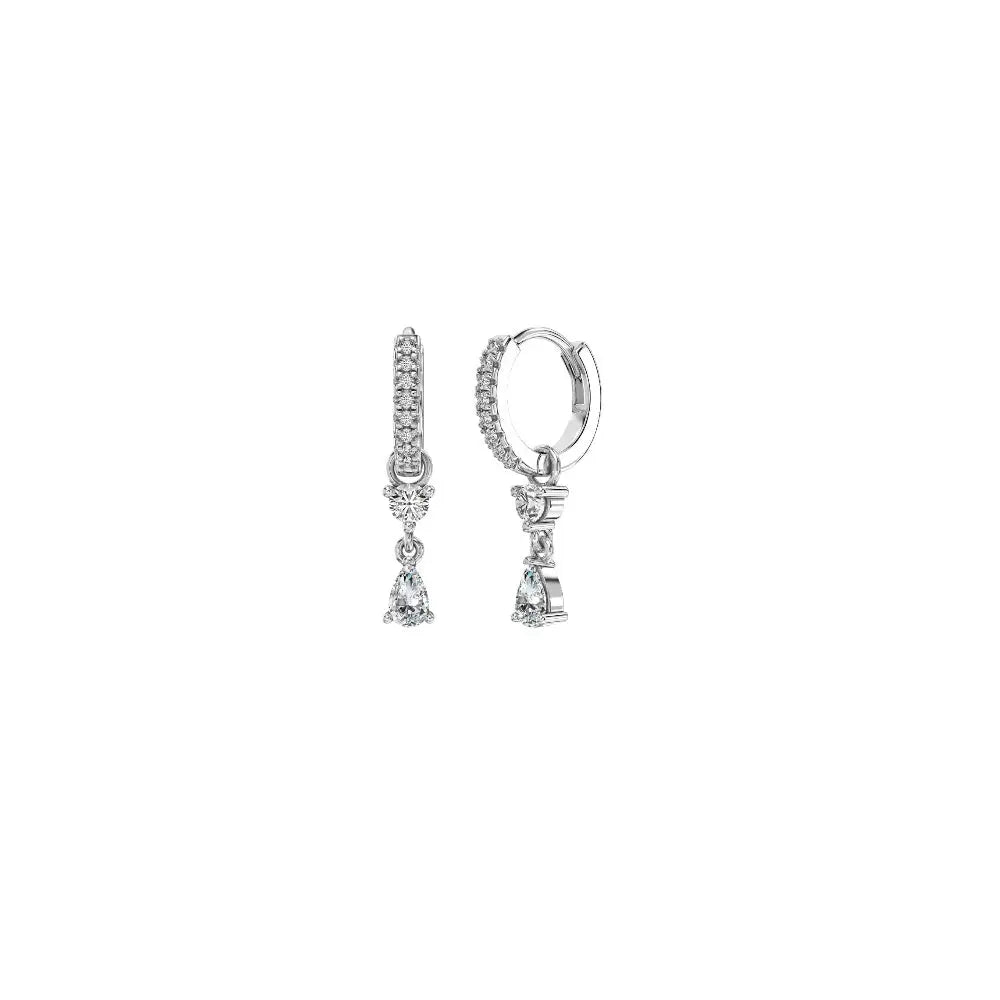 Drop Charm Huggie Earrings Silver Earrings