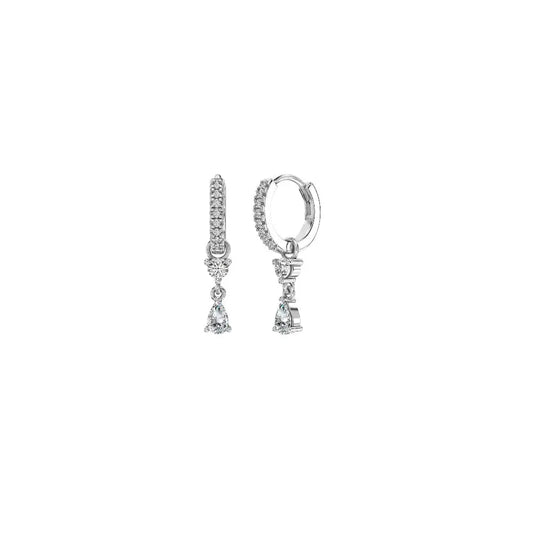 Drop Charm Huggie Earrings Silver Earrings