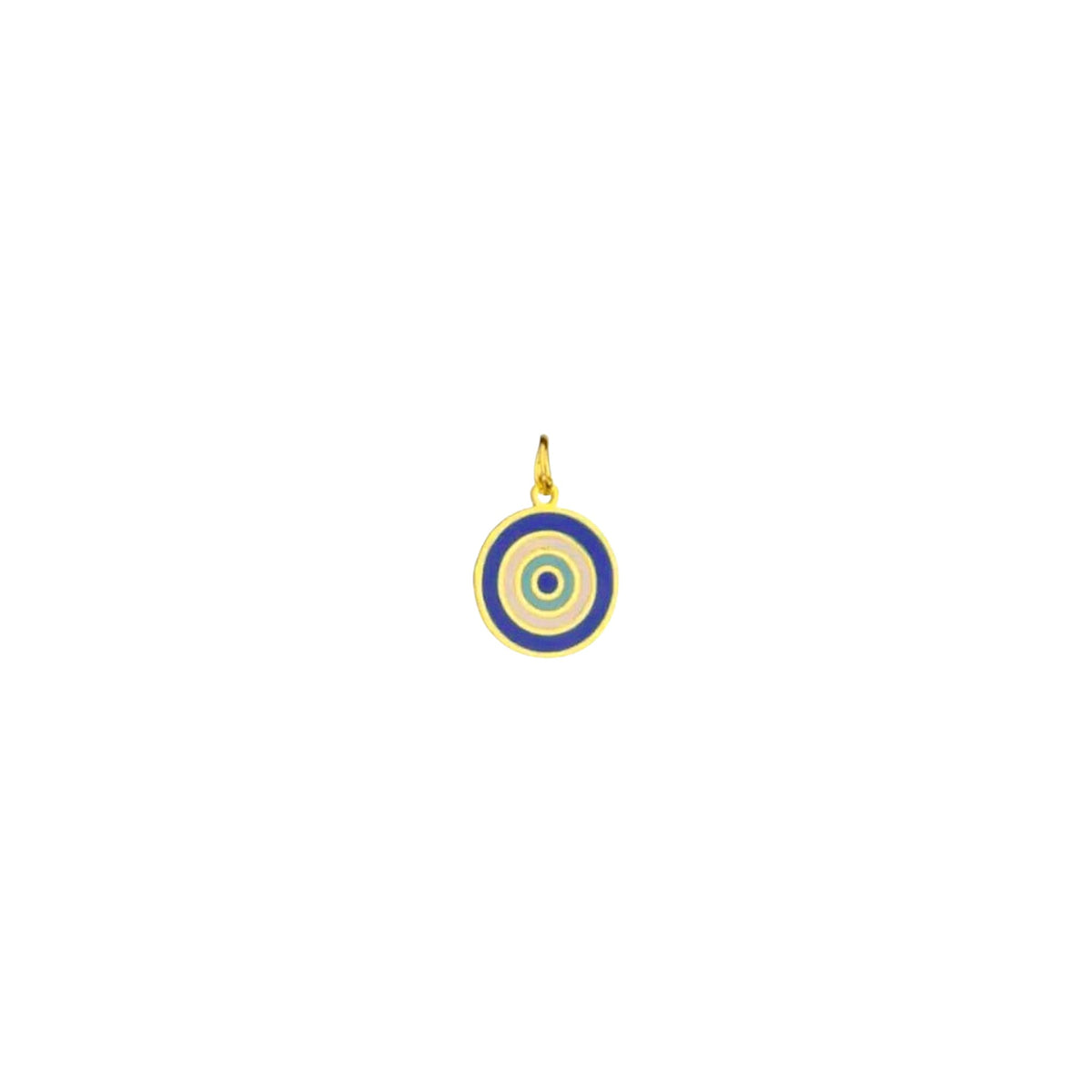 Scandal Kiss Evil Eye Charm in 18ct Gold plated stainless steel with blue, nude and turquoise detailing