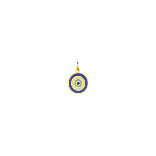 Scandal Kiss Evil Eye Charm in 18ct Gold plated stainless steel with blue, nude and turquoise detailing