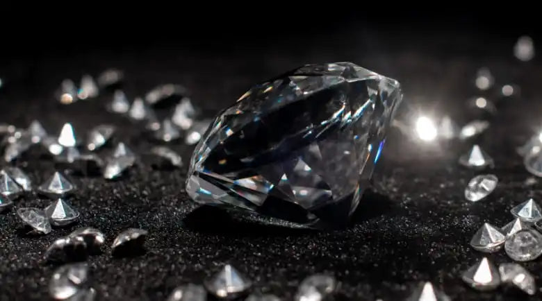 Sparkling, faceted diamond.