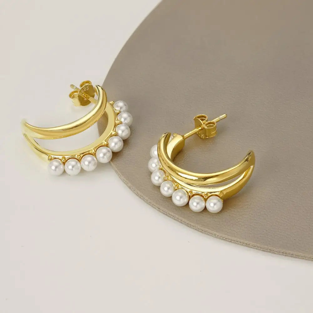 Faux Pearl Curve Earrings Earrings