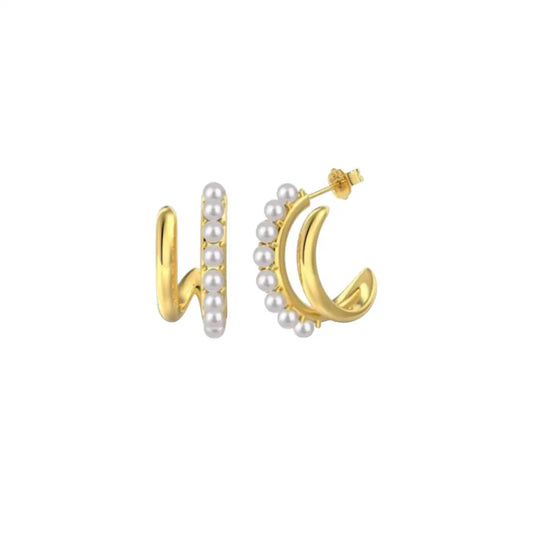 Faux Pearl Curve Earrings Gold Earrings