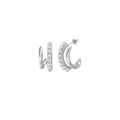 Faux Pearl Curve Earrings White Gold Earrings