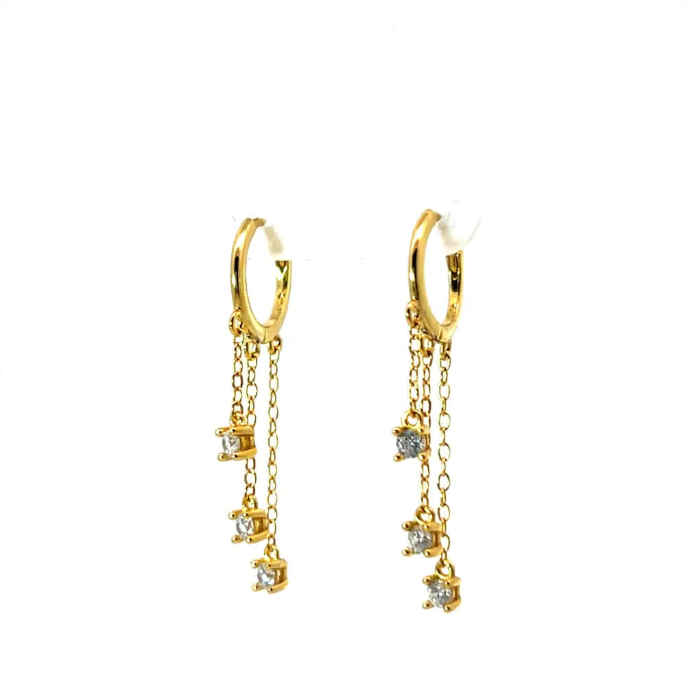 Gold Chain Drop Earrings with Sparkling Zirconias Earrings