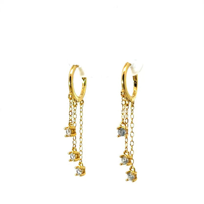 Gold Chain Drop Earrings with Sparkling Zirconias Earrings
