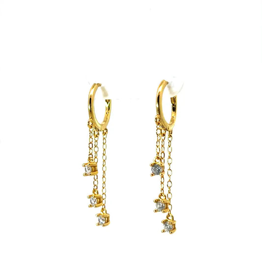 Gold Chain Drop Earrings with Sparkling Zirconias Earrings