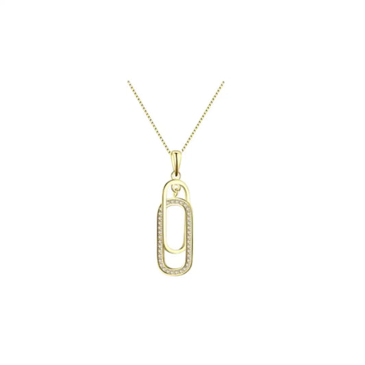 Gold Dual Link Pendant Necklace Necklaces