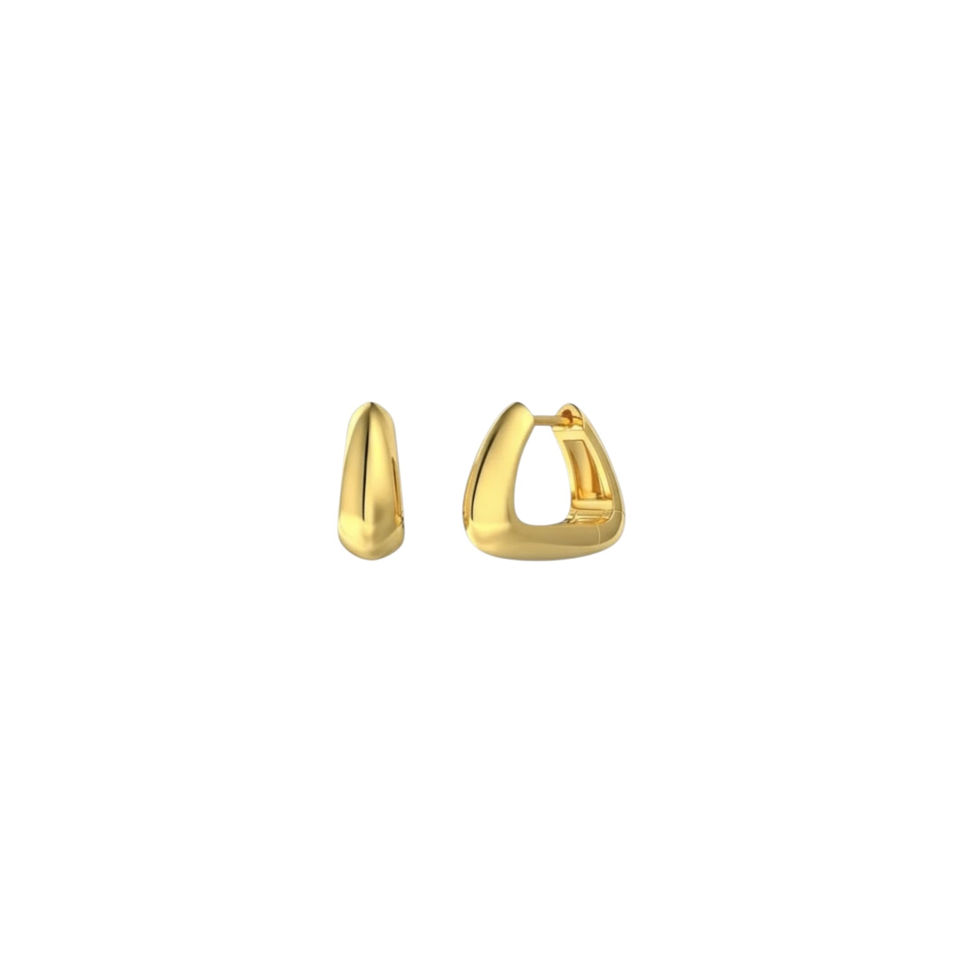 Gold geometric huggie earrings in 18ct gold plated 925 sterling silver