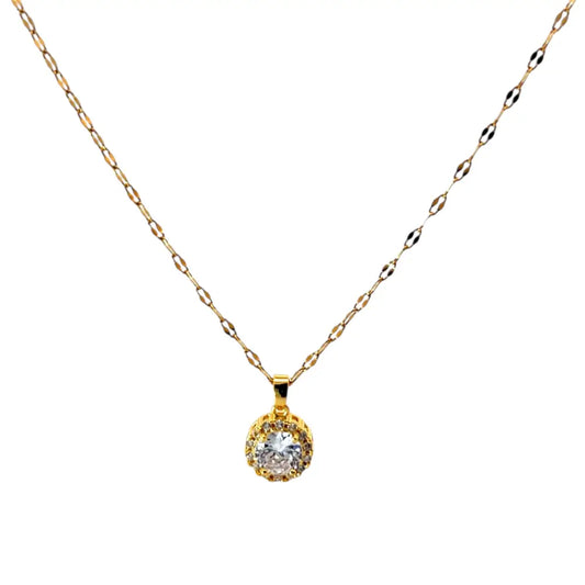 Gold Halo Diamante Necklace Necklaces