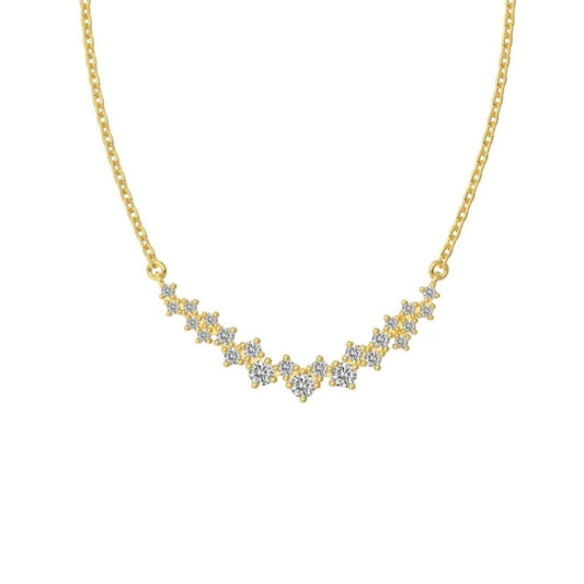 Gold heart cluster necklace with a heart-shaped zirconia centre and sparkling cluster detailing