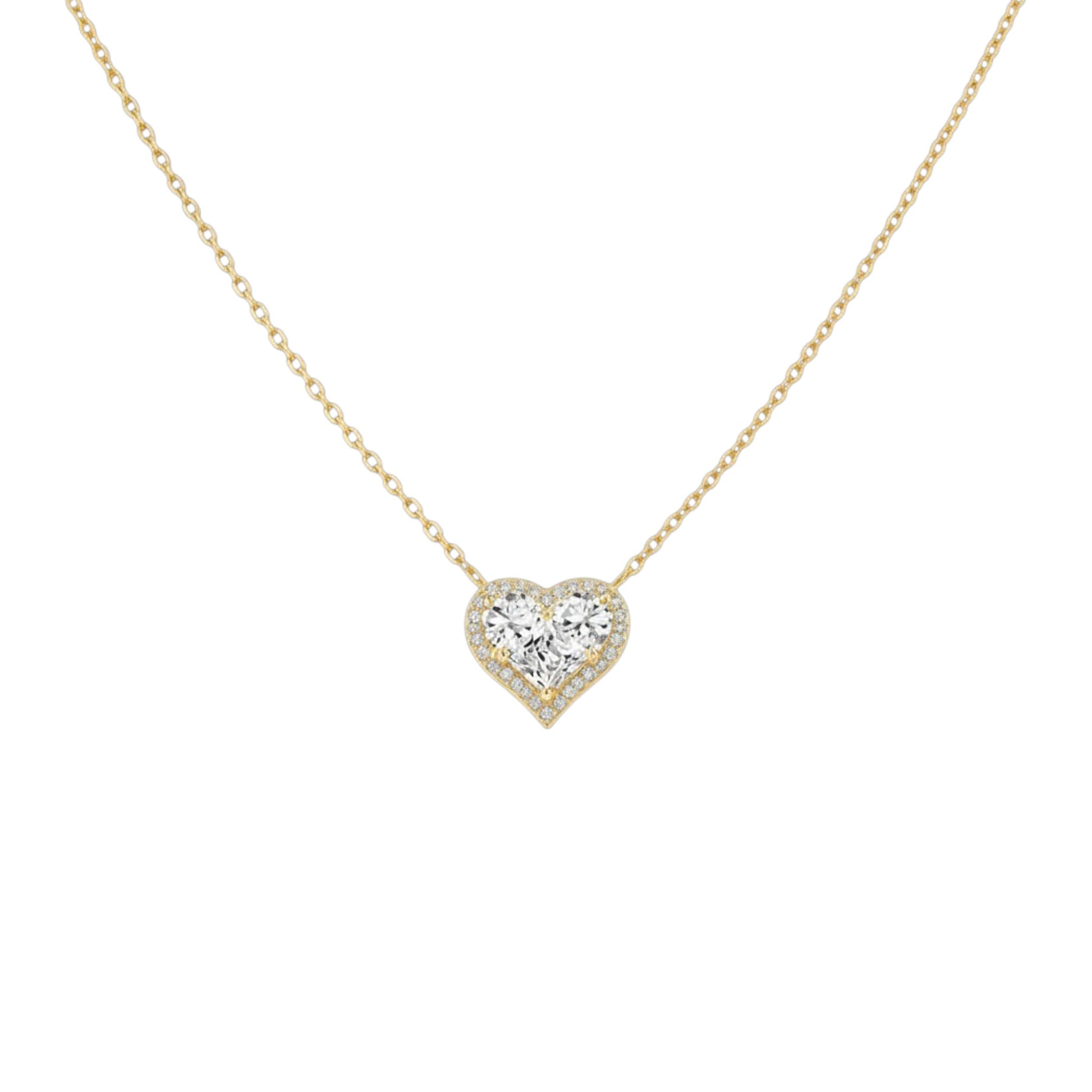 Gold Heart Necklace in 925 Sterling Silver with 18ct Gold plating and pavé detailing