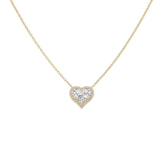 Gold Heart Necklace in 925 Sterling Silver with 18ct Gold plating and pavé detailing