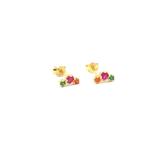 Gold Multicolour Stud Earrings Earrings