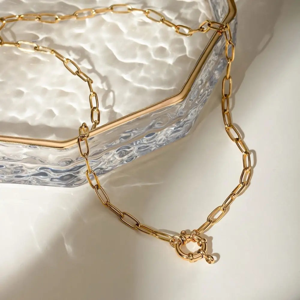 Gold Round Link Toggle Necklace Necklaces