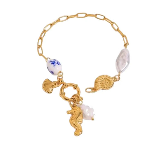 Gold Seahorse Charm Bracelet Bracelets