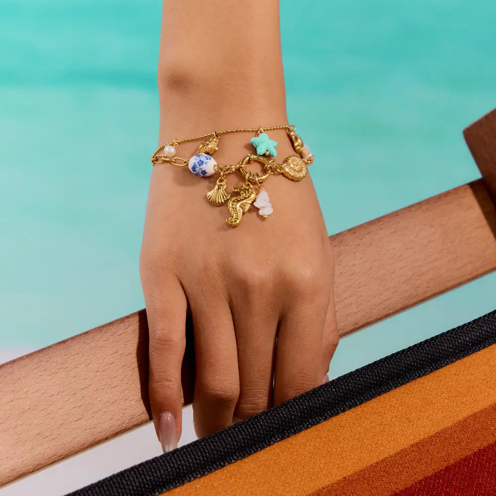 Gold Seahorse Charm Bracelet Bracelets