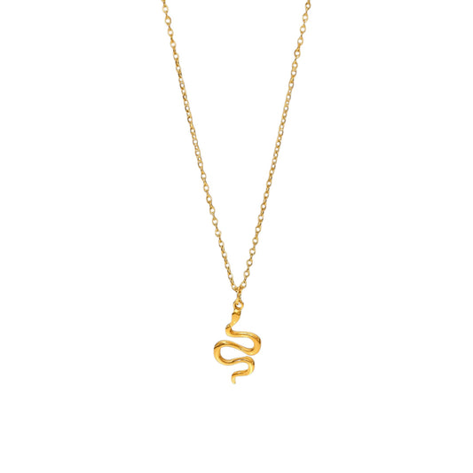 Gold Serpent Necklace crafted from Stainless Steel with 18ct Gold plating and a detailed serpent design on an adjustable chain