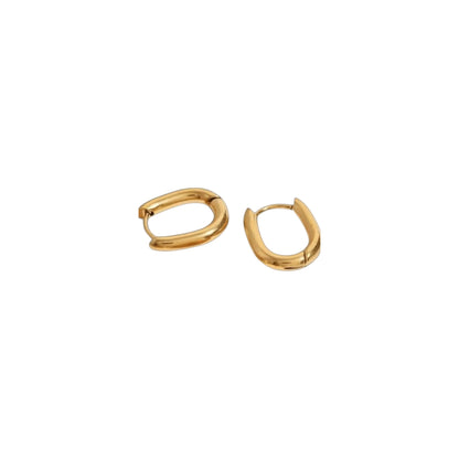 Gold sleek huggie earrings in stainless steel with 18ct gold plating