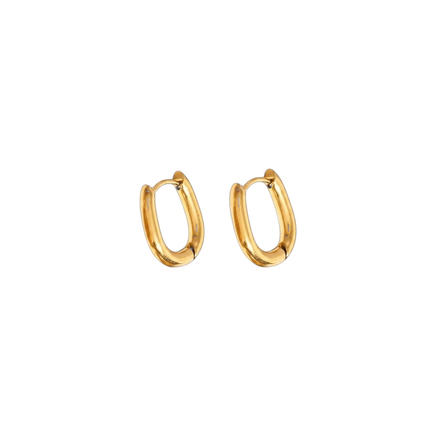 Gold sleek huggie earrings in stainless steel with 18ct gold plating