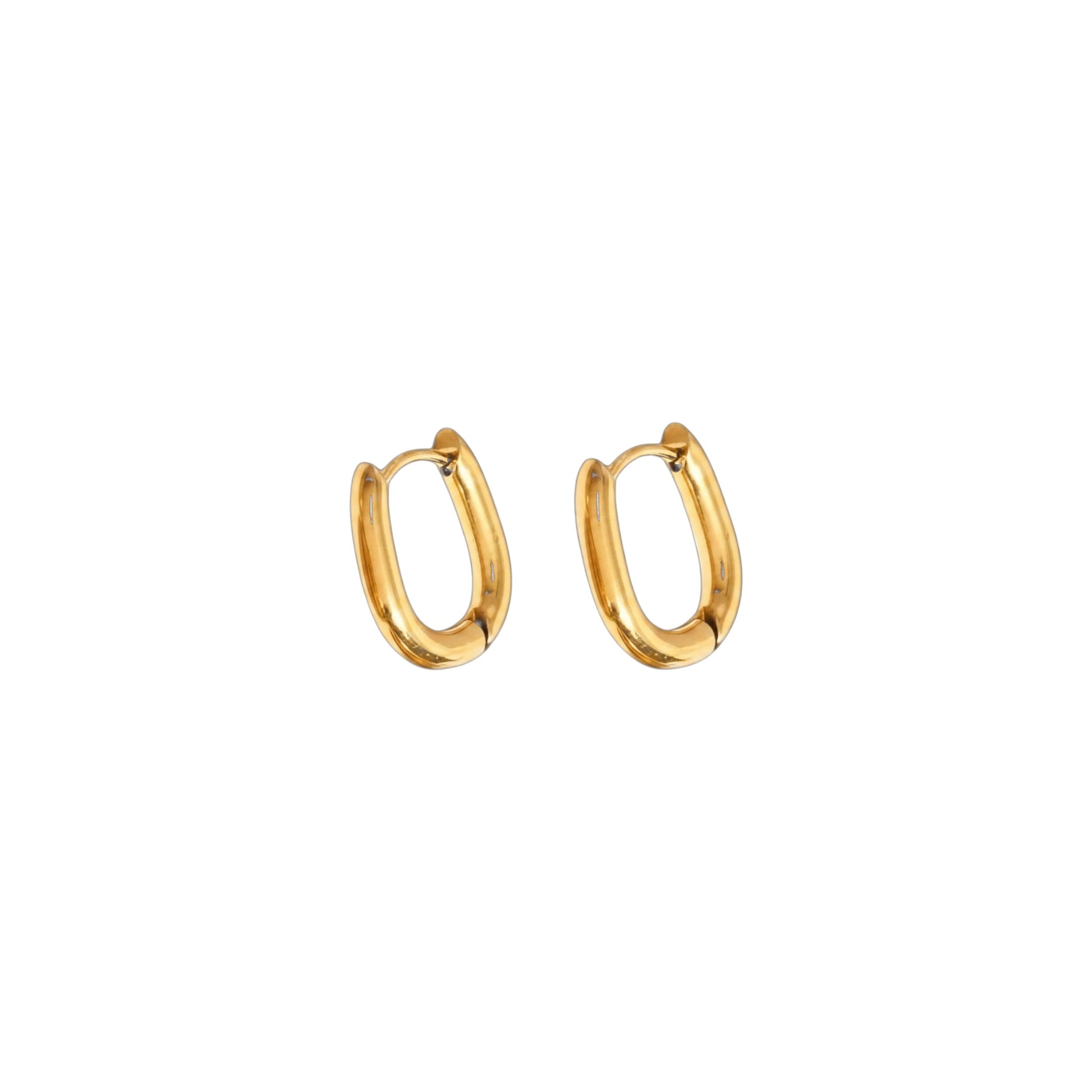 Gold sleek huggie earrings in stainless steel with 18ct gold plating