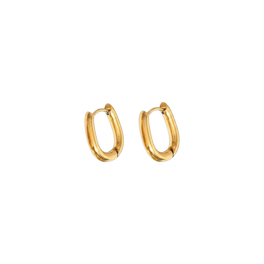 Gold sleek huggie earrings in stainless steel with 18ct gold plating