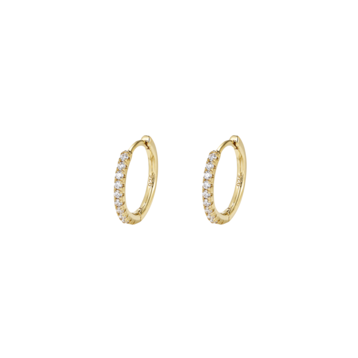 Gold Sparkle Huggies with zirconia detailing across the front