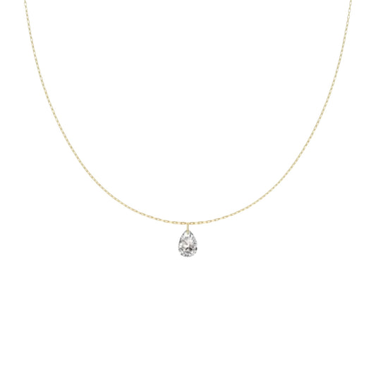 Gold Teardrop Stone Necklace with 5 x 8mm teardrop-shaped stone