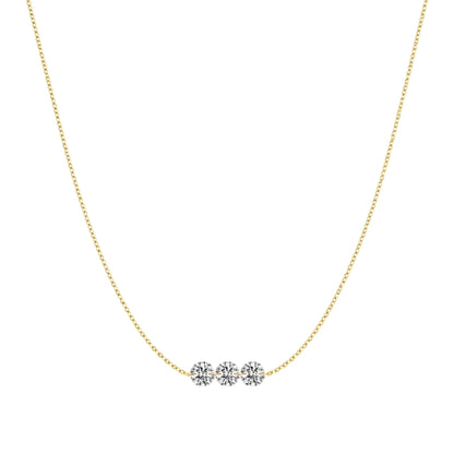 Gold triple stone necklace with three zirconia stones