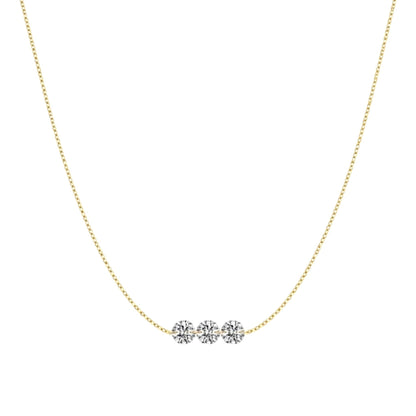 Gold triple stone necklace with three zirconia stones